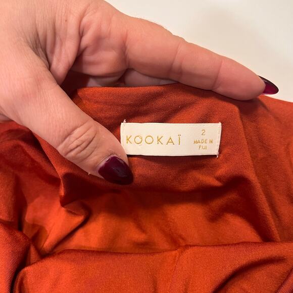 Kookai Burnt Orange Scoop Neck Bodycon Midi Dress Size 2 - Picture 4 of 8